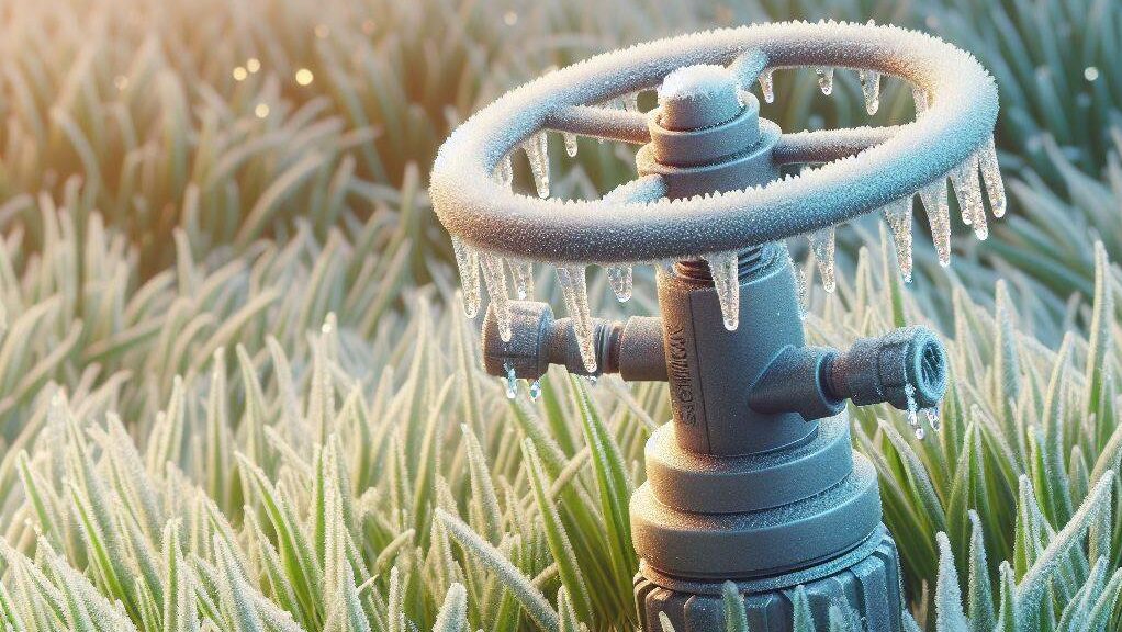a frozen sprinkler head